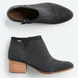 Toms Loren Ankle Boots Womens 9.5 Forge Iron Grey Zip Up Suede Bootie